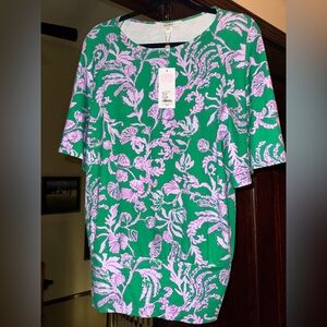 NWT Lilly Pulitzer M Albins knit Top shirt Brazillian Salty Sandbar Green Purple